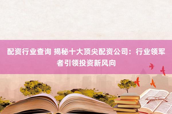 配资行业查询 揭秘十大顶尖配资公司：行业领军者引领投资新风向
