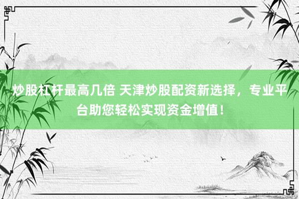 炒股杠杆最高几倍 天津炒股配资新选择，专业平台助您轻松实现资金增值！