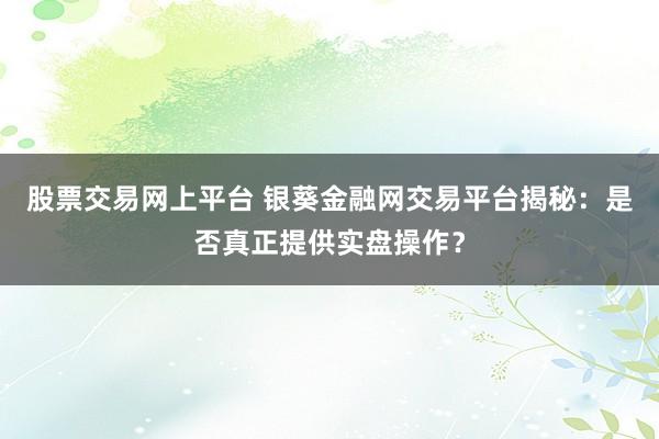 股票交易网上平台 银葵金融网交易平台揭秘：是否真正提供实盘操作？