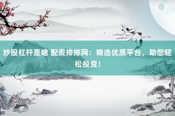 炒股杠杆是啥 配资排排网：精选优质平台，助您轻松投资！