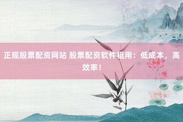 正规股票配资网站 股票配资软件租用：低成本，高效率！