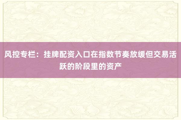 风控专栏：挂牌配资入口在指数节奏放缓但交易活跃的阶段里的资产