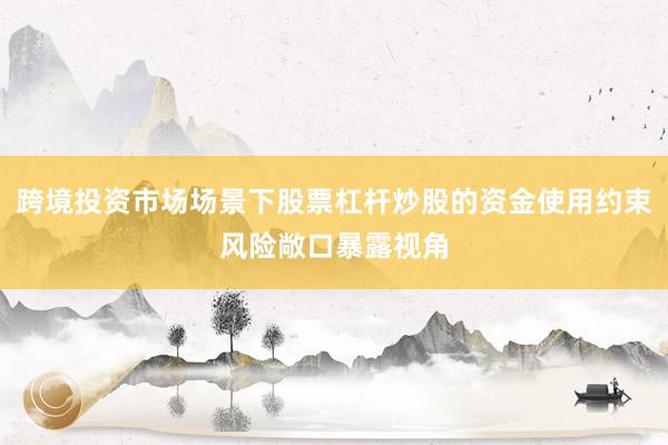 跨境投资市场场景下股票杠杆炒股的资金使用约束风险敞口暴露视角