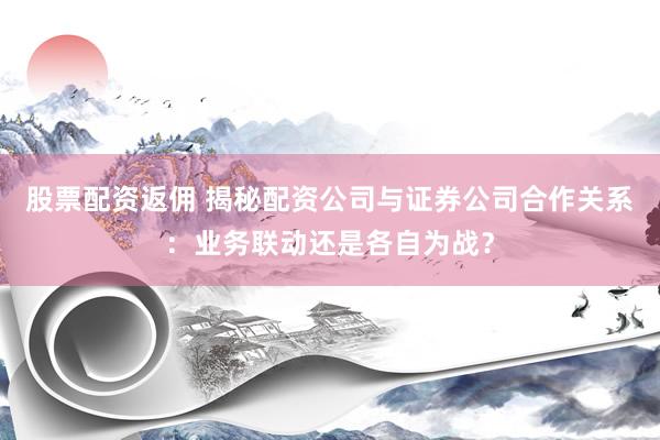 股票配资返佣 揭秘配资公司与证券公司合作关系：业务联动还是各自为战？